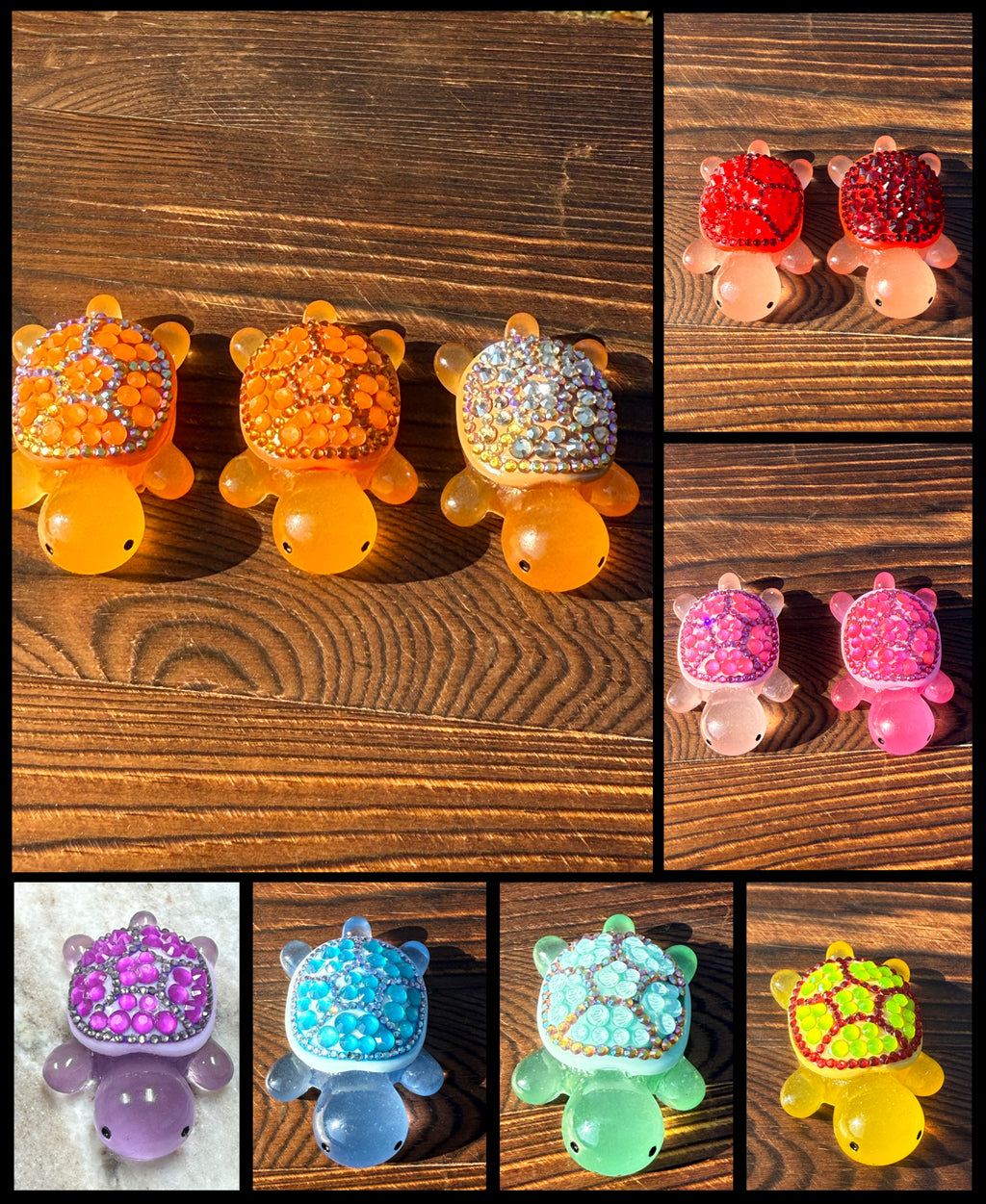 Bling Rhinestone Mini Resin Turtles