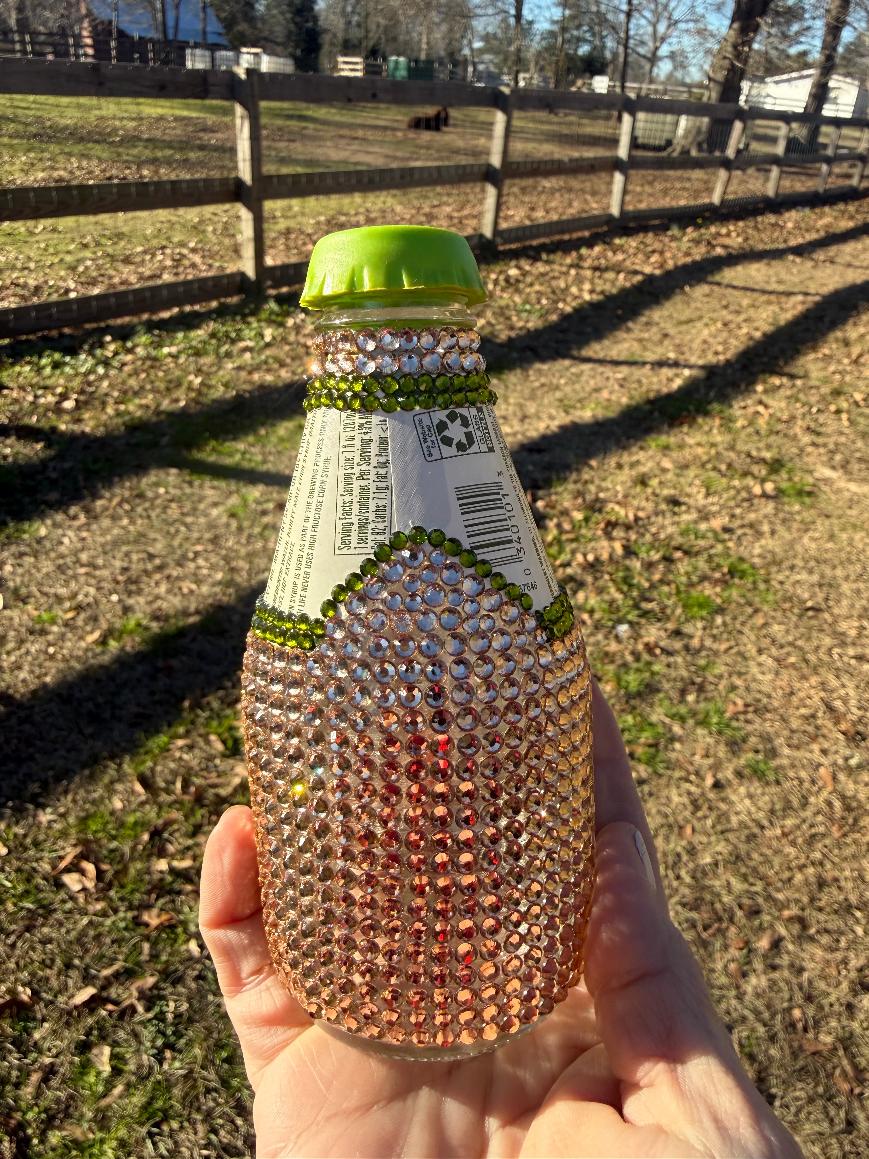 Bling Rhinestone Miller Pony Glass Bottle