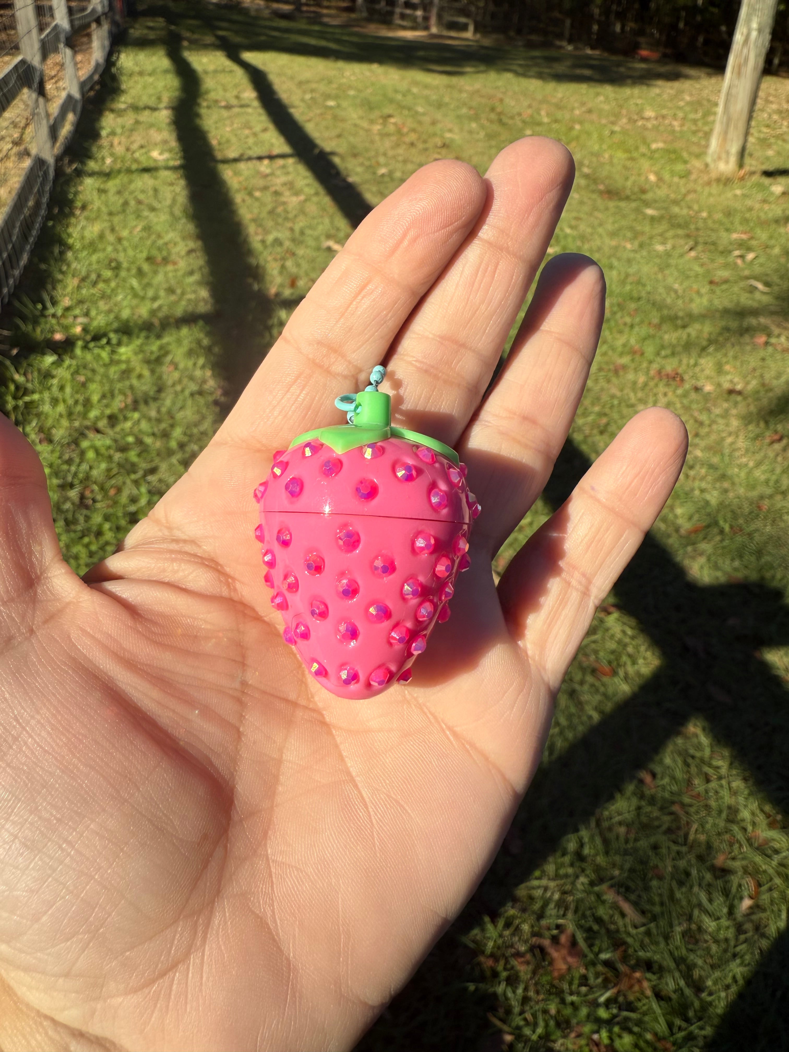 Bling Rhinestone Mini Strawberry Lip Balm