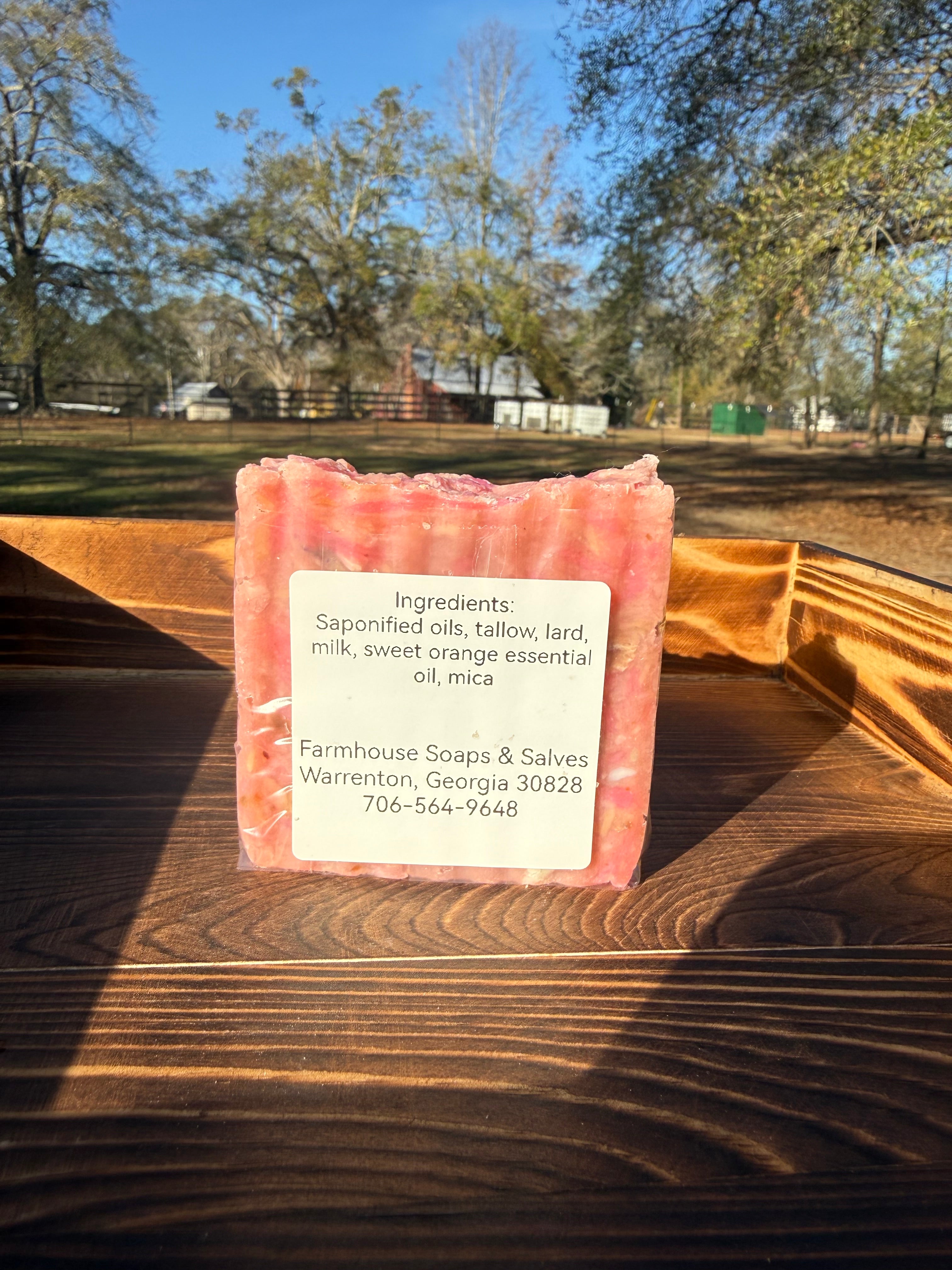 Handmade Pink Confetti Milk Soap lightly scented