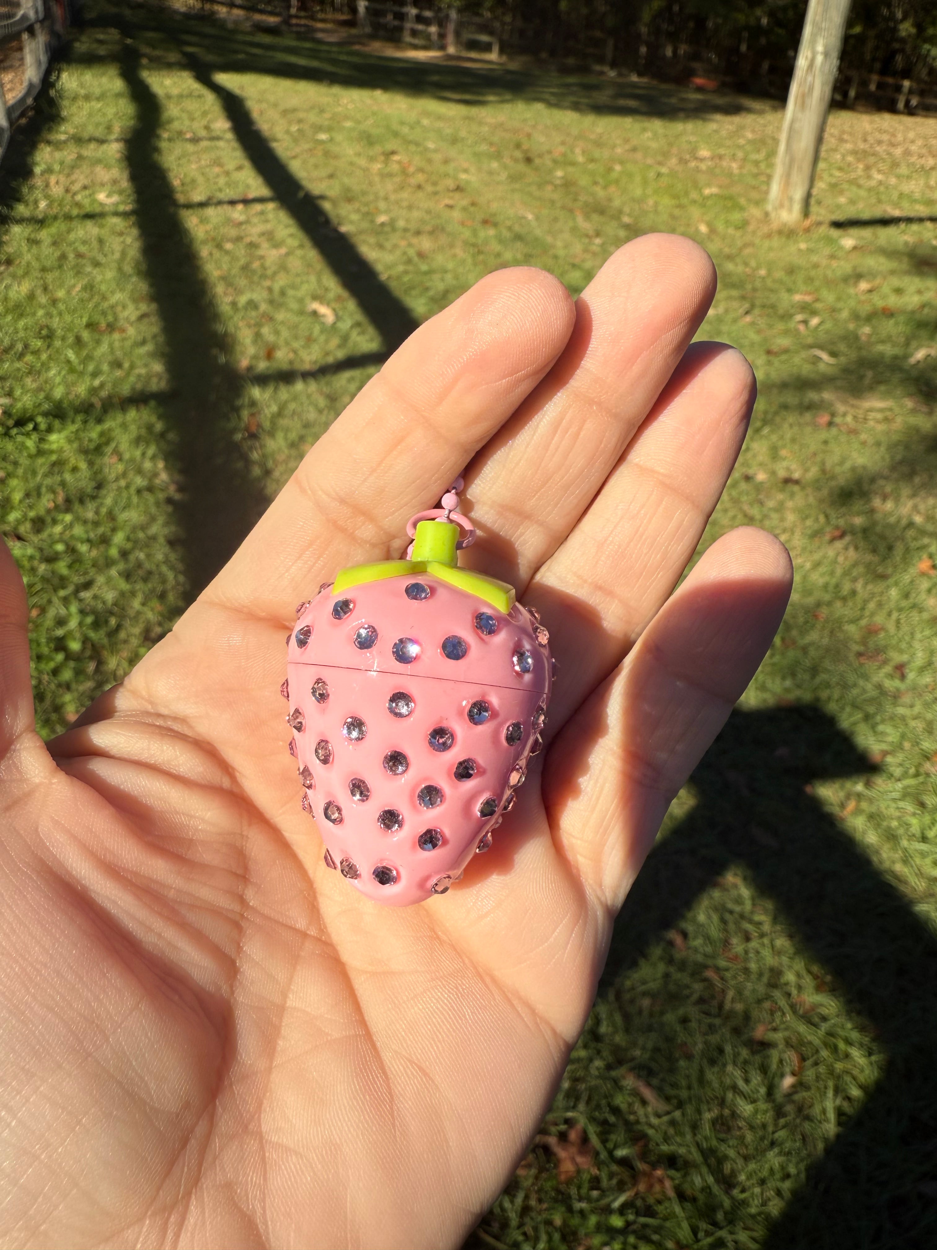 Bling Rhinestone Mini Strawberry Lip Balm