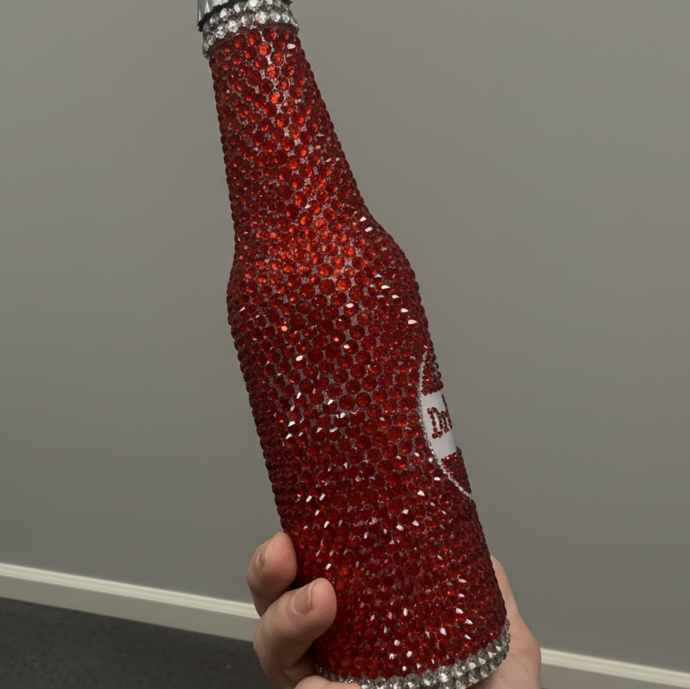 Bling Rhinestone Dr Pepper Glass Bottle