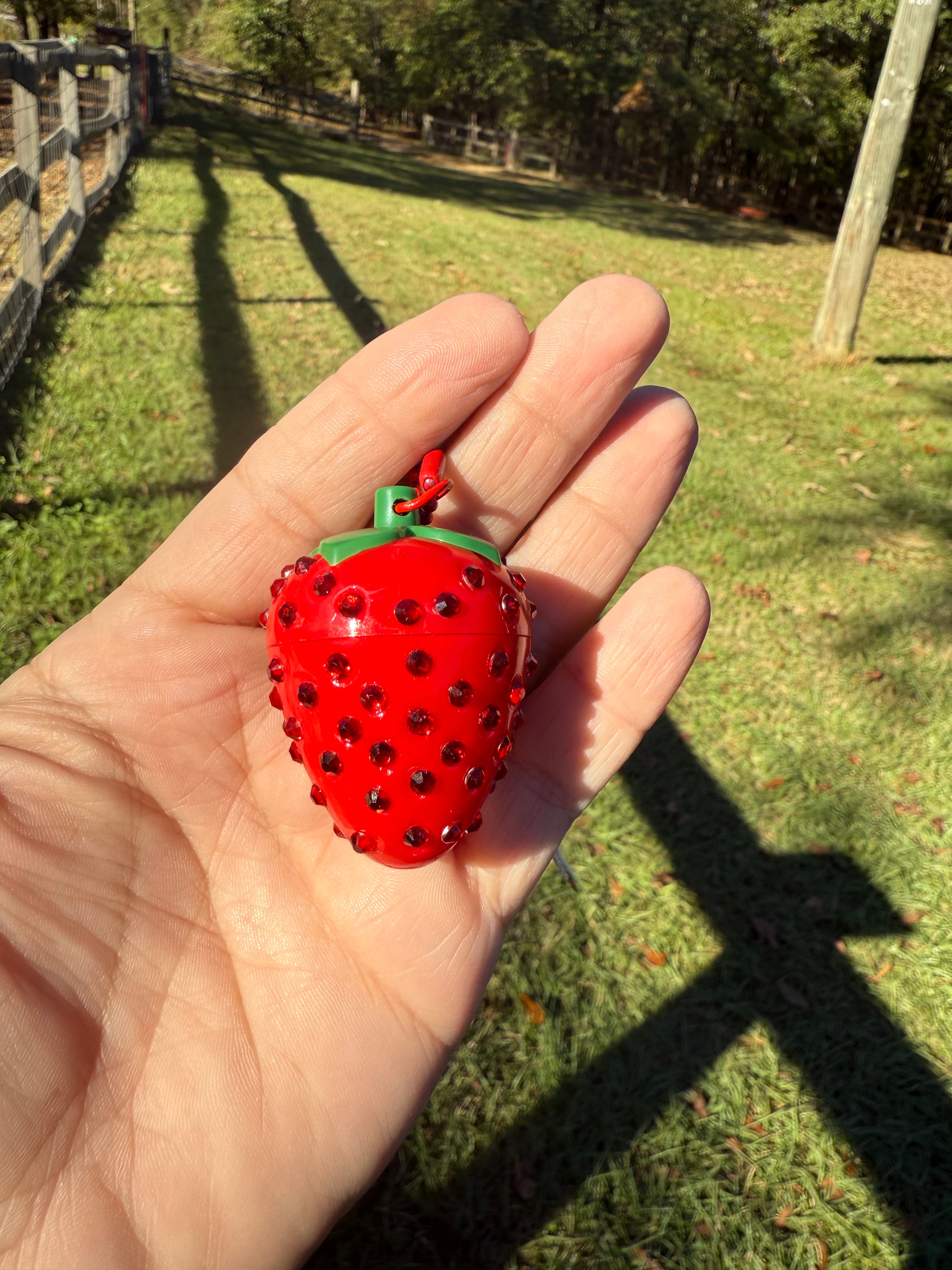 Bling Rhinestone Mini Strawberry Lip Balm