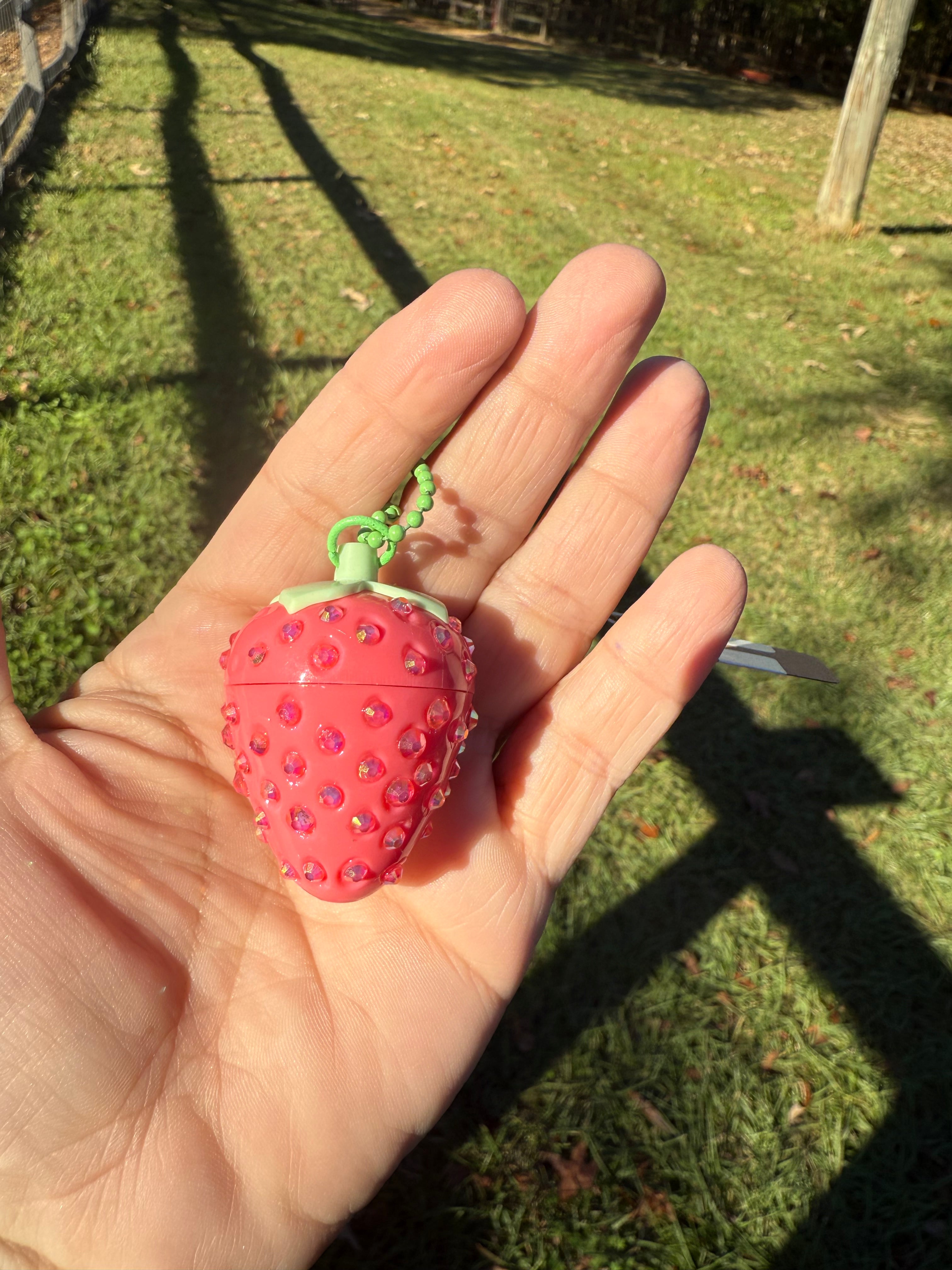Bling Rhinestone Mini Strawberry Lip Balm