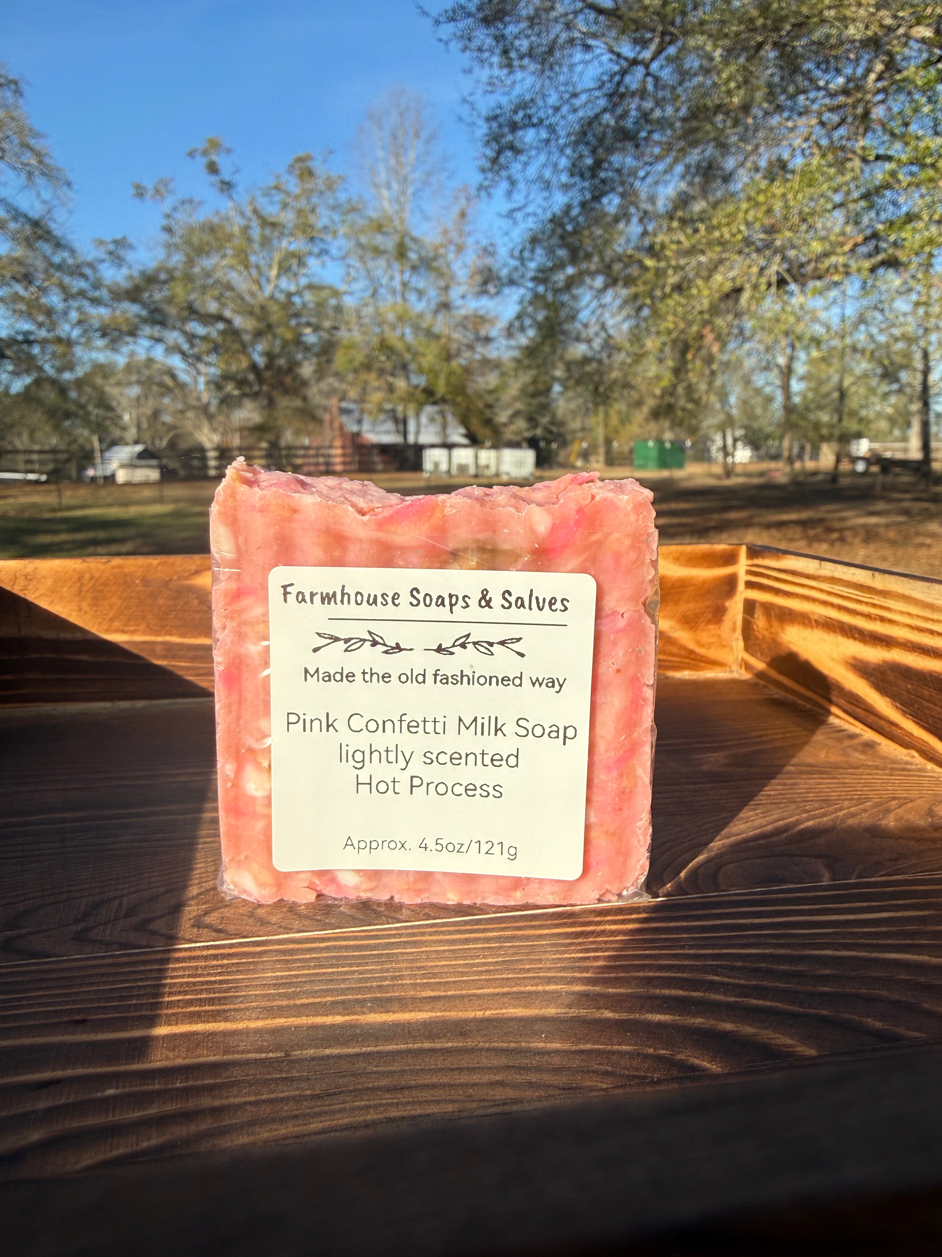 Handmade Pink Confetti Milk Soap lightly scented